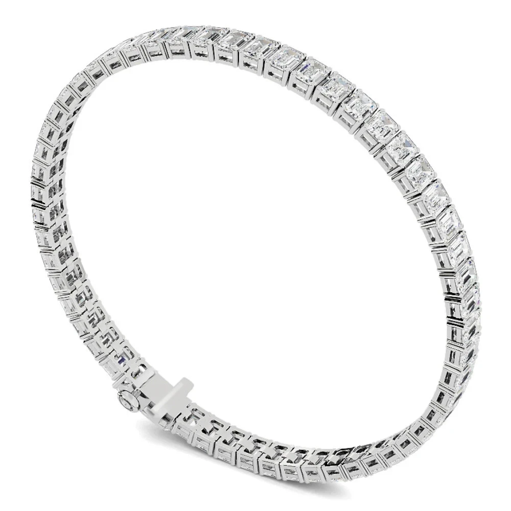 16.80 Ct Channel Set Emerald Cut Lab Grown Diamond Tennis Bracelet White Gold