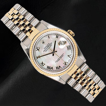 16233 Datejust 36mm Two Tone Mother Of Pearl Rolex Watch