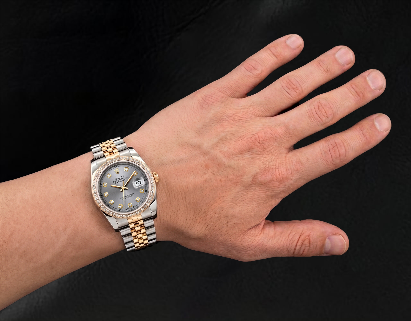 16233 Rolex Datejust 36mm Gray Diamond Dial Two Tone Watch