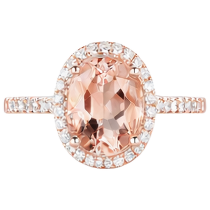 17.15 Ct Morganite And Natural Earth Mined Diamonds Anniversary Ring 14K Rose Gold