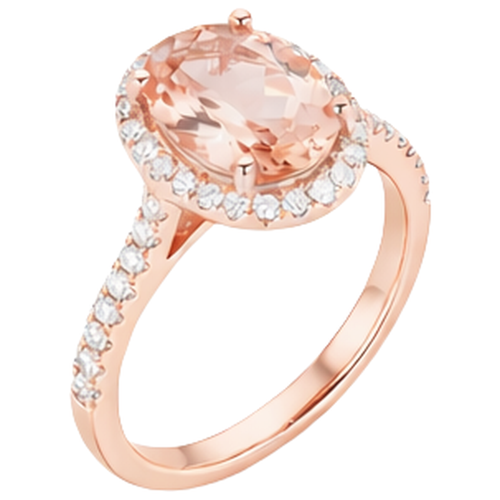 17.15 Ct Morganite And Natural Earth Mined Diamonds Anniversary Ring 14K Rose Gold