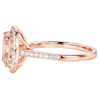 17.15 Ct Morganite And Natural Earth Mined Diamonds Anniversary Ring 14K Rose Gold