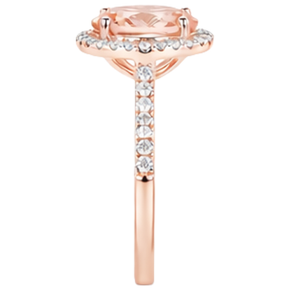 17.15 Ct Morganite And Natural Earth Mined Diamonds Anniversary Ring 14K Rose Gold