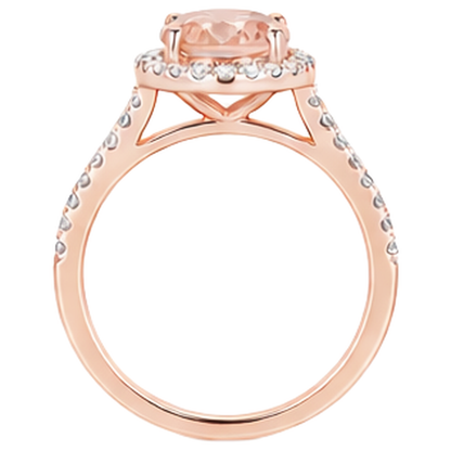 17.15 Ct Morganite And Natural Earth Mined Diamonds Anniversary Ring 14K Rose Gold