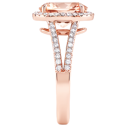 17.25 Ct Oval And Round Cut Morganite With Natural Earth Mined Diamonds Ring Rose Gold