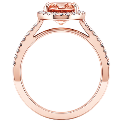 17.25 Ct Oval And Round Cut Morganite With Natural Earth Mined Diamonds Ring Rose Gold
