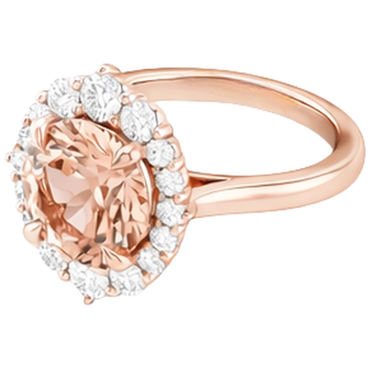 17.75 Ct Morganite And Natural Earth Mined Diamonds Ring 14K Gold Rose