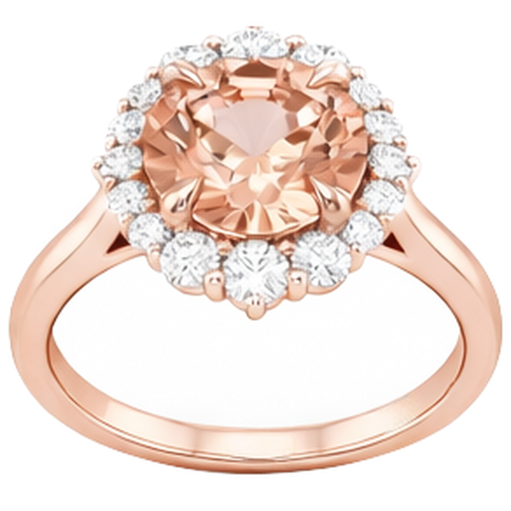 17.75 Ct Morganite And Natural Earth Mined Diamonds Ring 14K Gold Rose