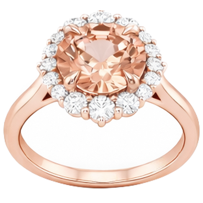 17.75 Ct Morganite And Natural Earth Mined Diamonds Ring 14K Gold Rose