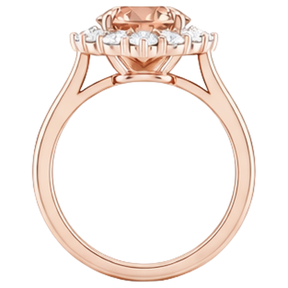 17.75 Ct Morganite And Natural Earth Mined Diamonds Ring 14K Gold Rose
