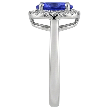 17 Carats Oval Tanzanite With Round Natural Earth Mined Diamonds Ring Gold White 14K