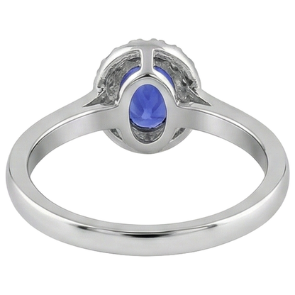 17 Carats Oval Tanzanite With Round Natural Earth Mined Diamonds Ring Gold White 14K