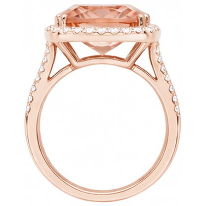 17 Ct Morganite And Natural Earth Mined Diamonds Anniversary Ring Gold Rose 14K
