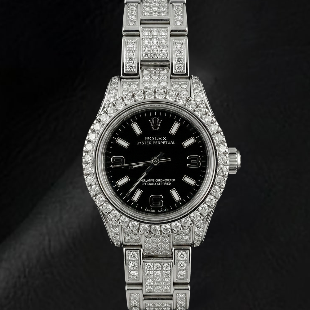 176200 Rolex Oyster Perpetual iced-out 26mm Ladies Watch