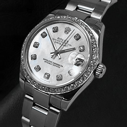 178240 Rolex Mother of Pearl Natural Real Diamond ( Not Lab Grown ) Stainless Steel 31 mm Women's Watch