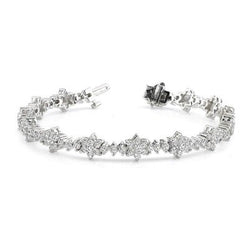 8 Ct Round Brilliant Cut Lab Grown Diamonds Cluster Bracelet White Gold