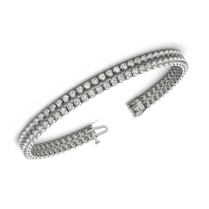 18 Carats Round Two Row Lab Grown Diamond Tennis Bracelet White Gold 14K