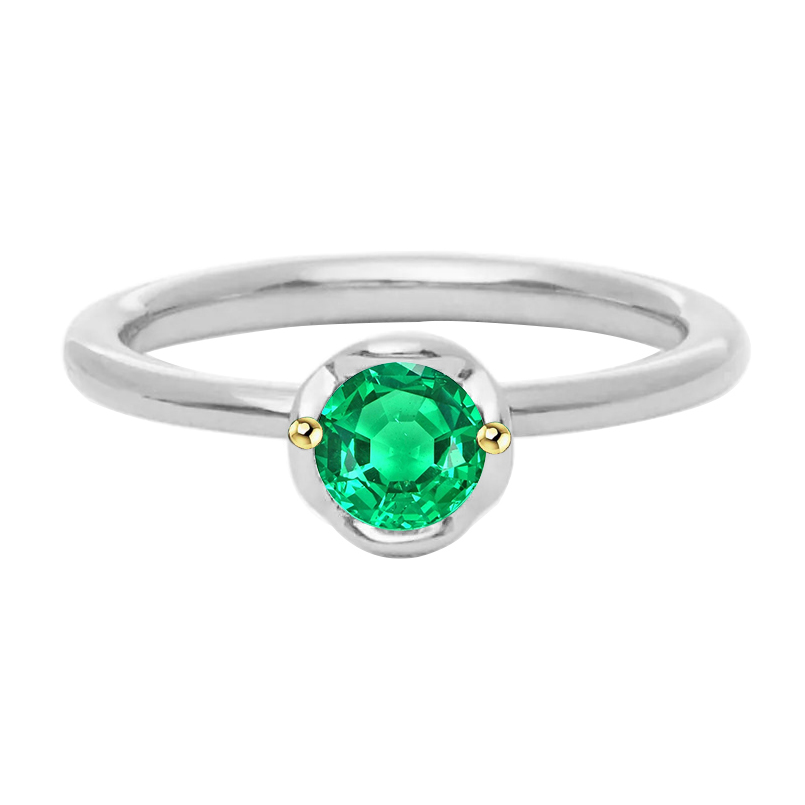 1 Carat Green Emerald Ring Solitaire 14K Gold