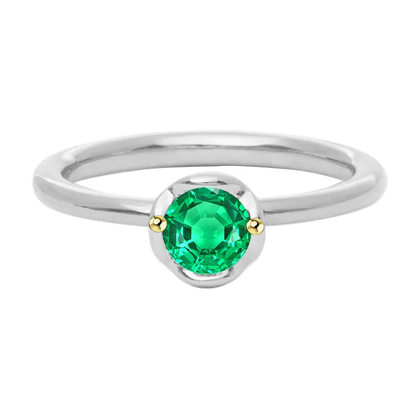 1 Carat Green Emerald Ring Solitaire 14K Gold
