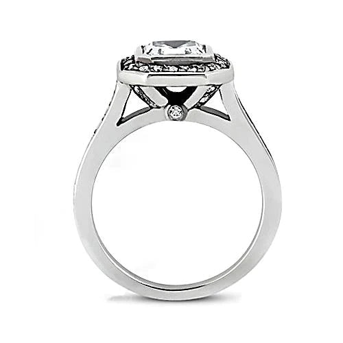 1 Carat Bezel Asscher Diamond Halo Ring