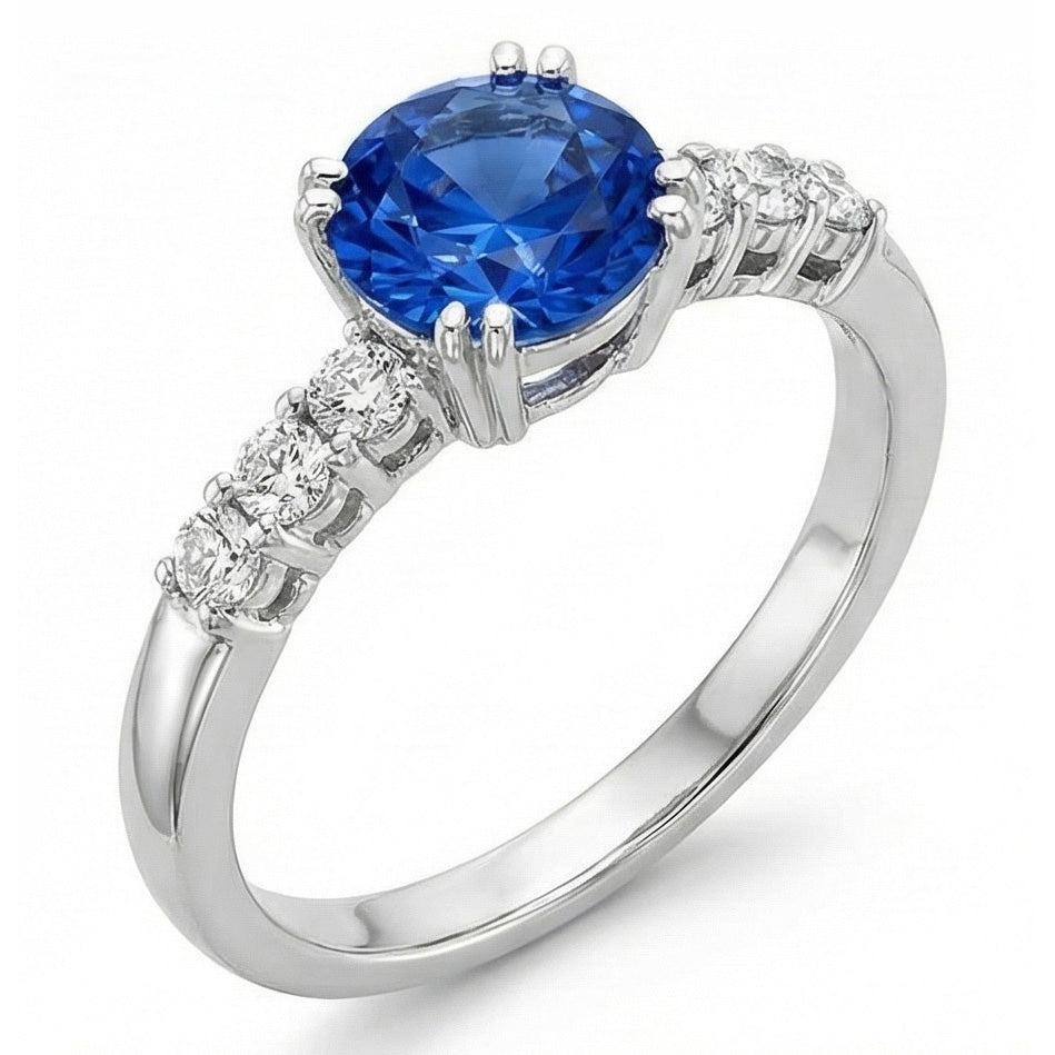 1 Carat Blue Sapphire Anniversary Ring