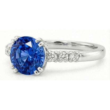 1 Carat Blue Sapphire Anniversary Ring