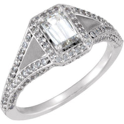 Natural  1 Carat Emerald Diamond White Gold Ring
