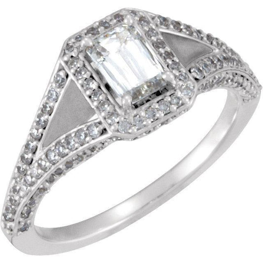 1 Carat Emerald Diamond White Gold Ring