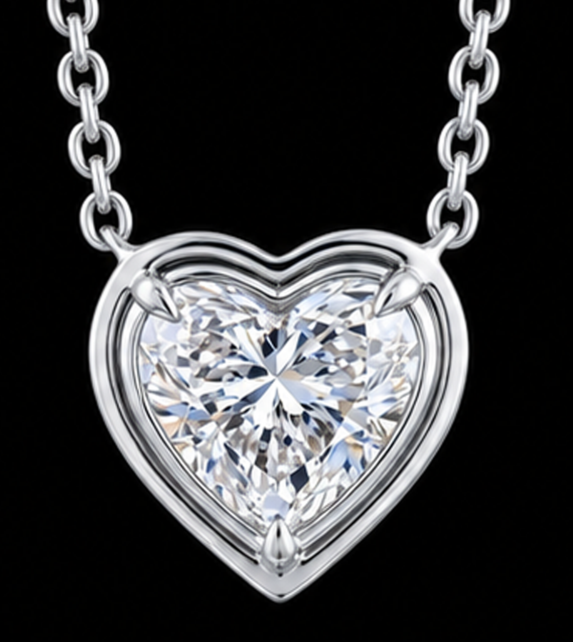 1 Carat Lab Grown Heart Pendant 14K White Gold