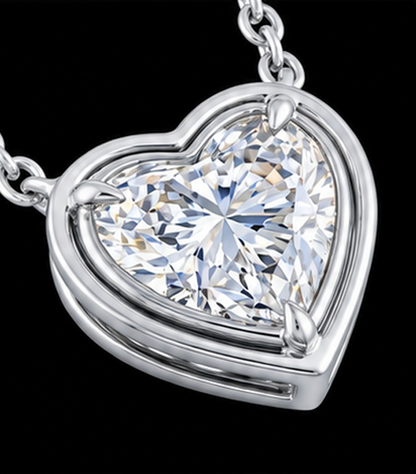 1 Carat Lab Grown Heart Pendant 14K White Gold