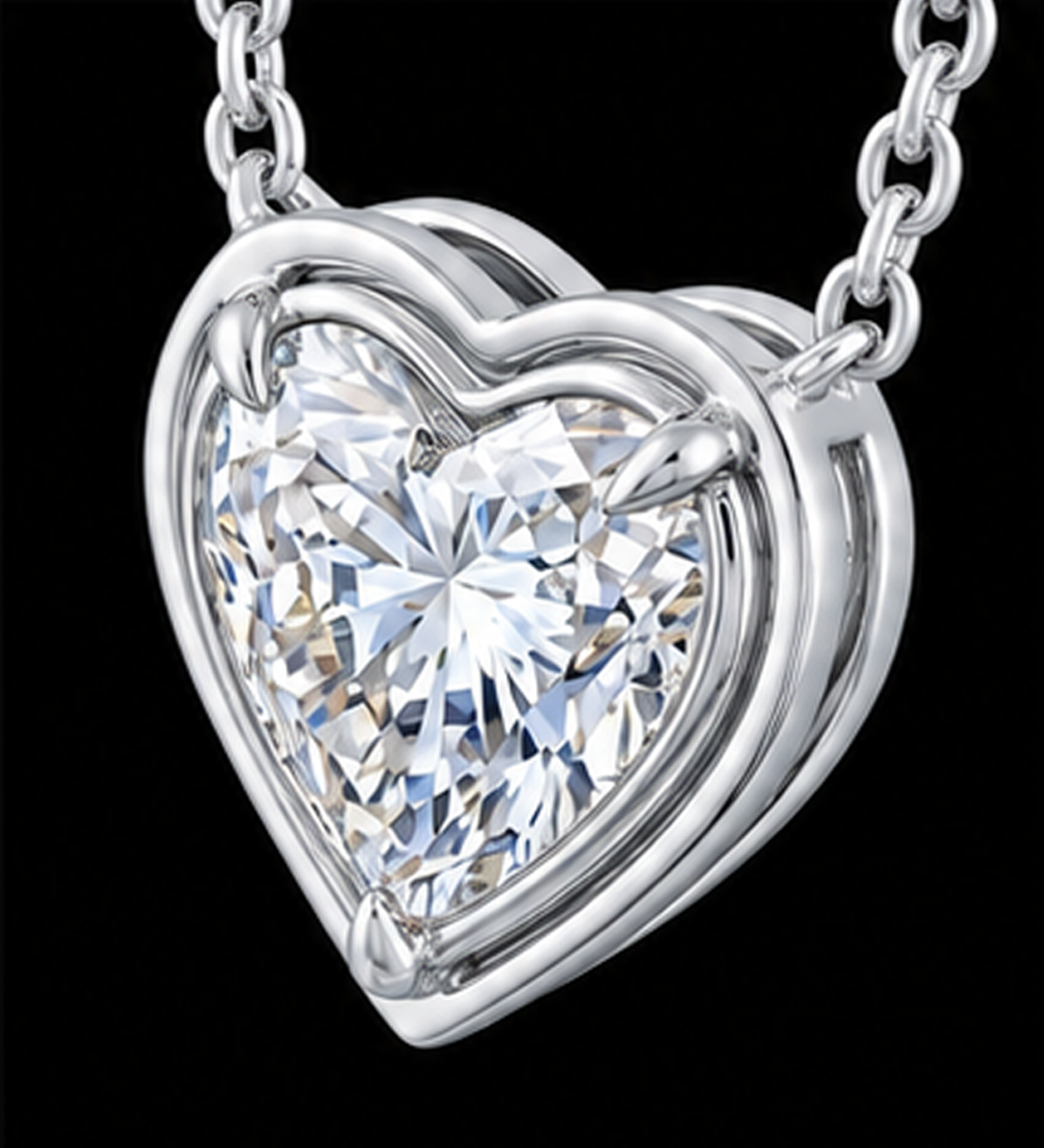 1 Carat Lab Grown Heart Pendant 14K White Gold
