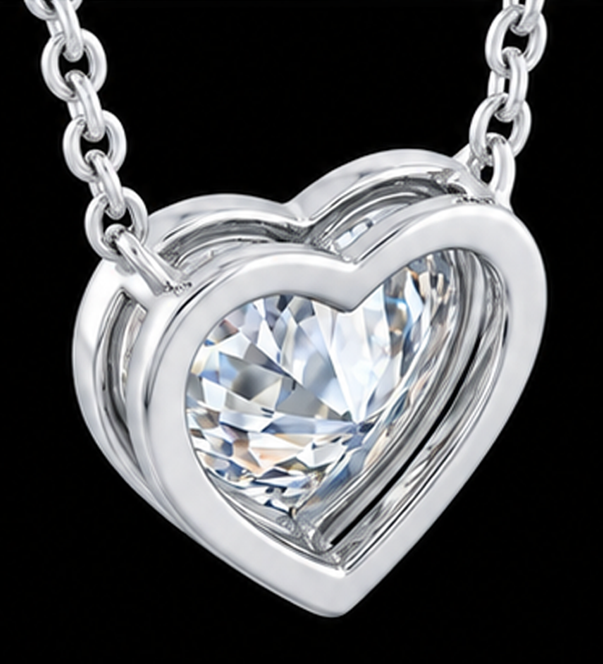 1 Carat Lab Grown Heart Pendant 14K White Gold
