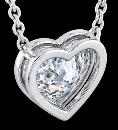 1 Carat Lab Grown Heart Pendant 14K White Gold