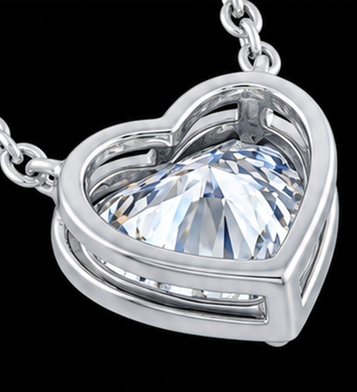 1 Carat Lab Grown Heart Pendant 14K White Gold