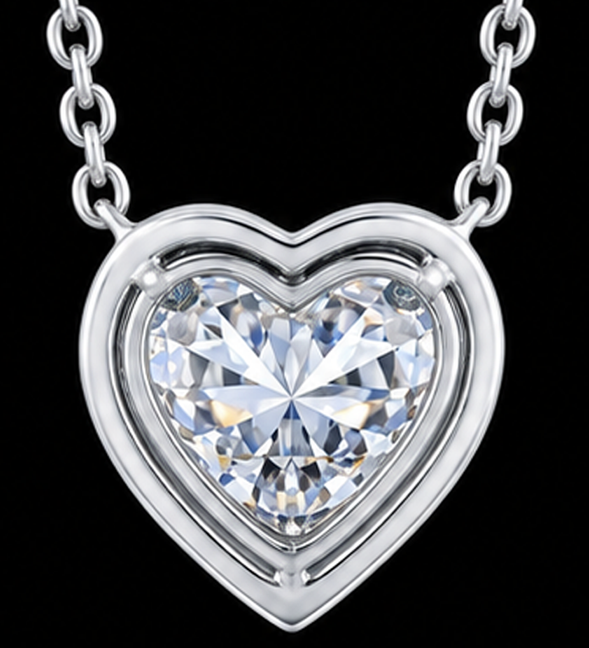 1 Carat Lab Grown Heart Pendant 14K White Gold