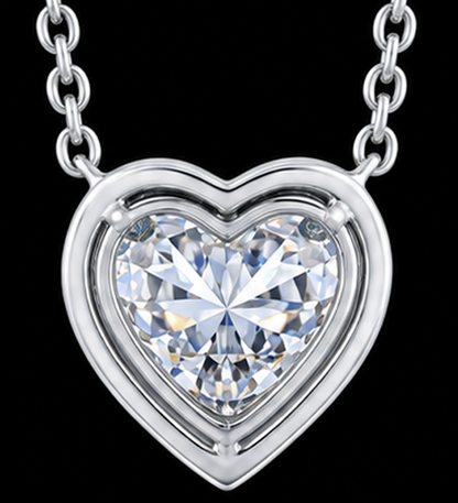 1 Carat Lab Grown Heart Pendant 14K White Gold
