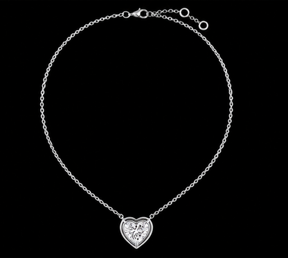 1 Carat Lab Grown Heart Pendant 14K White Gold