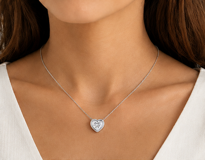 1 Carat Lab Grown Heart Pendant 14K White Gold