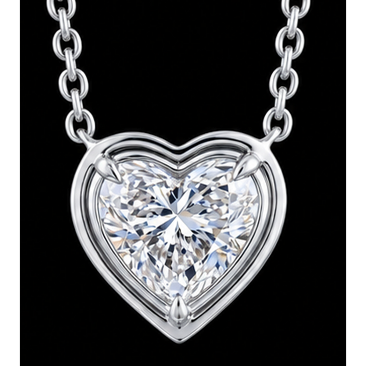 1 Carat NaturalHeart Pendant 14K White Gold