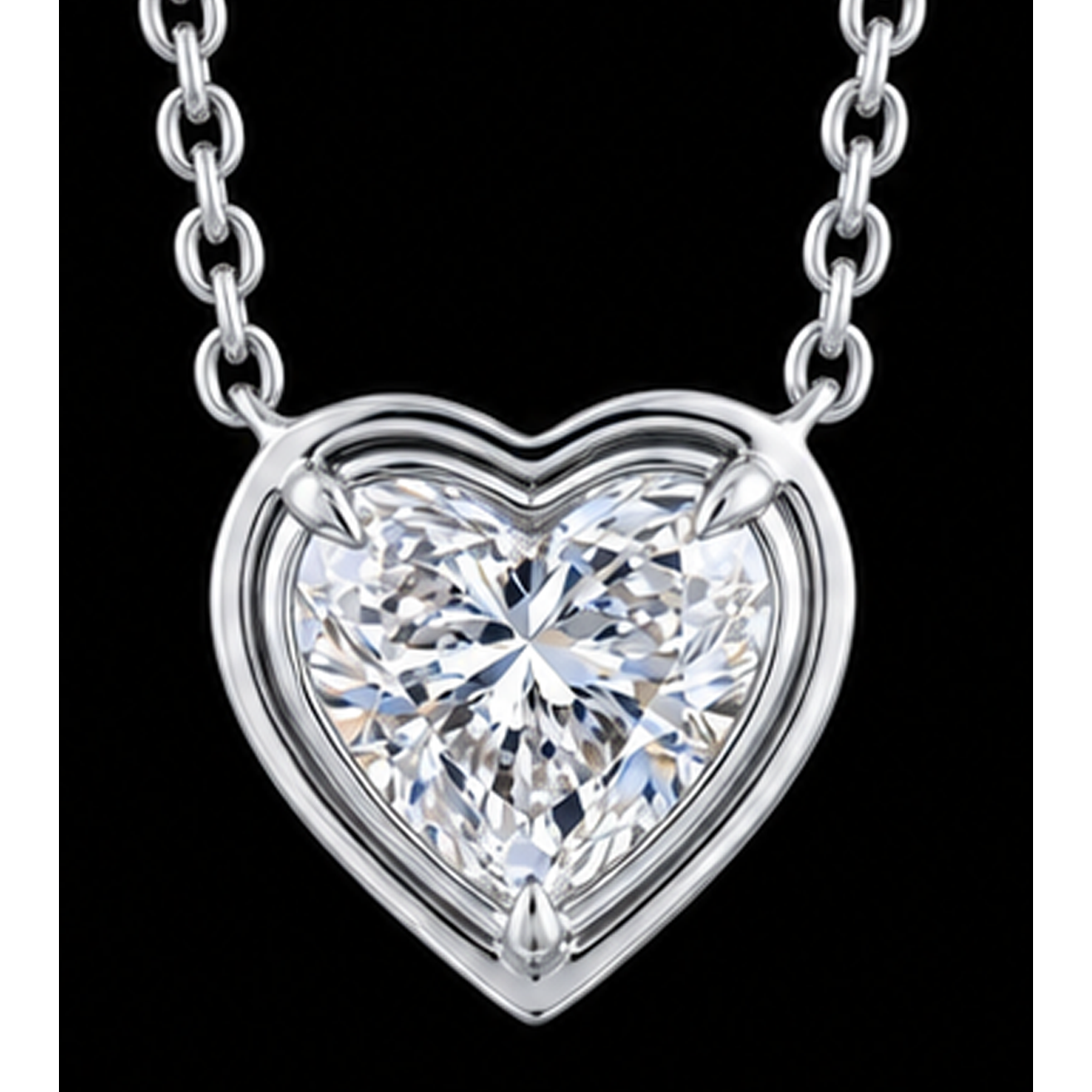 1 Carat NaturalHeart Pendant 14K White Gold
