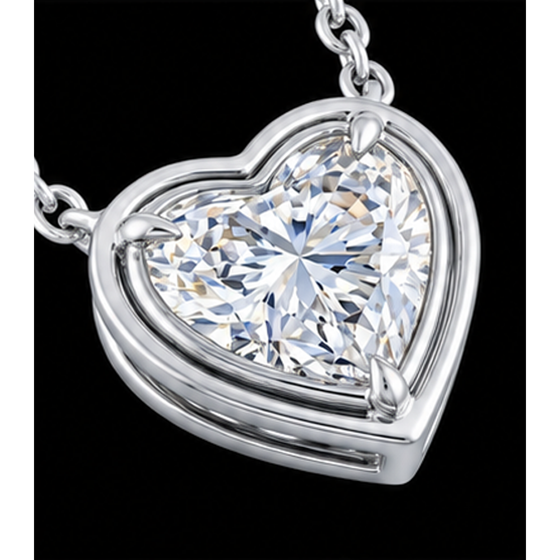1 Carat Natural Heart Pendant 14K White Gold