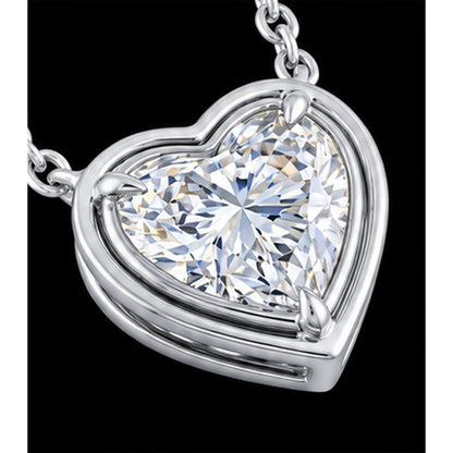 1 Carat Natural Heart Pendant 14K White Gold