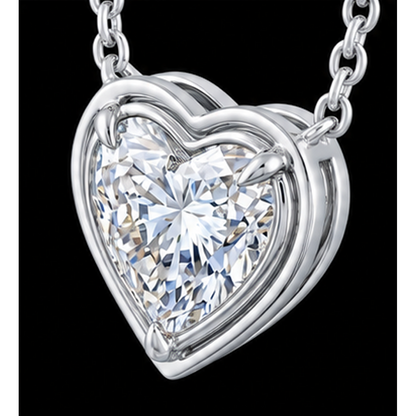 1 Carat Natural Heart Pendant 14K White Gold
