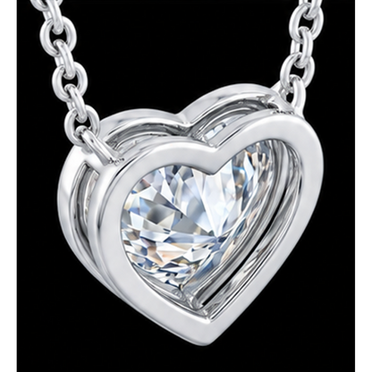 1 Carat Natural Heart Pendant 14K White Gold