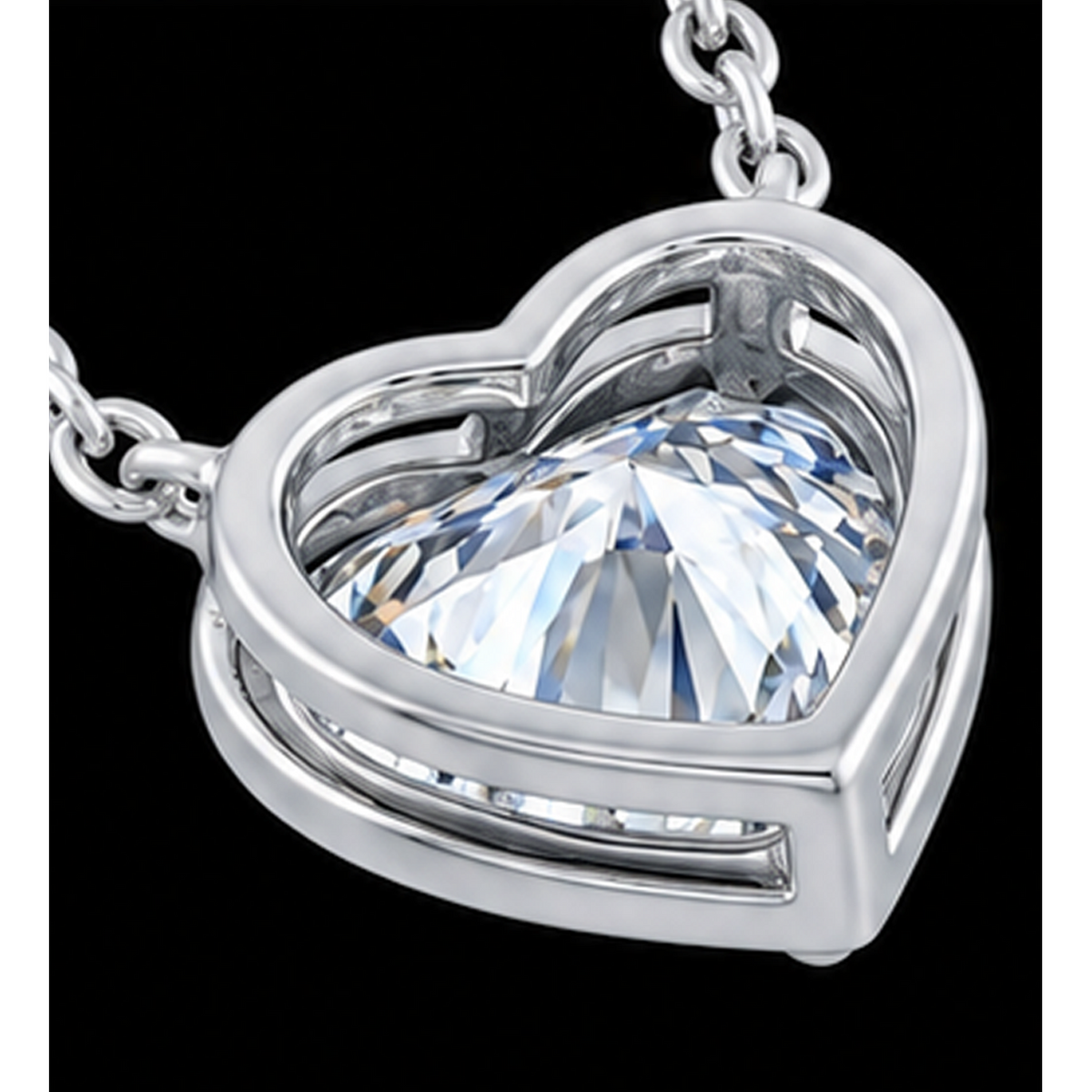 1 Carat Natural Heart Pendant 14K White Gold