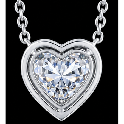 1 Carat Natural Heart Pendant 14K White Gold
