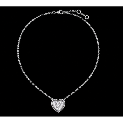 1 Carat Natural Heart Pendant 14K White Gold
