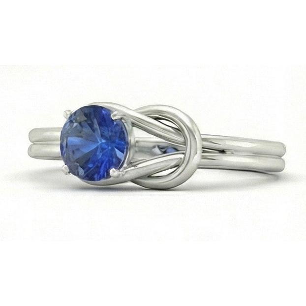 1 Carat Solitaire Blue Sapphire White Gold 14K Fancy Ring Jewelry New