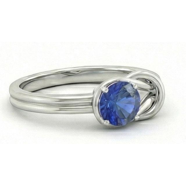 1 Carat Solitaire Blue Sapphire White Gold 14K Fancy Ring Jewelry New