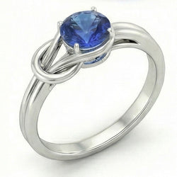 1 Carat Solitaire Blue Sapphire White Gold 14K Fancy Ring Jewelry New